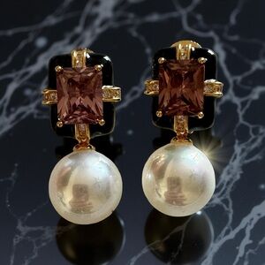 Elegant Gold and Brown Earrings